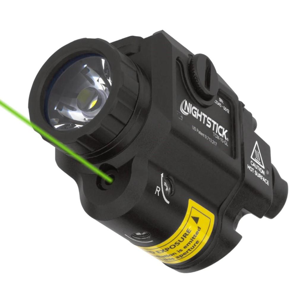 Nightstick compact weapon-mounted light with green laser and black anodized housing