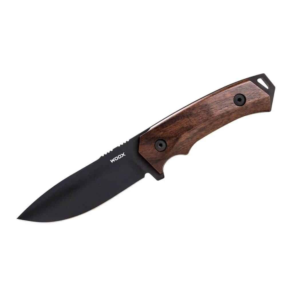 WOOX Rock62 fixed blade knife with 4-1/4-inch blade and walnut handle