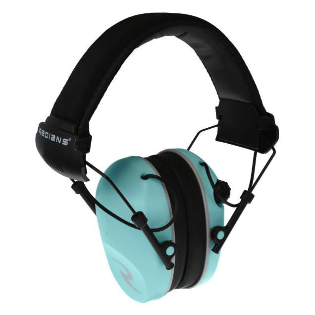 Radians dual-microphone electronic earmuff with folding headband and 3.5mm input