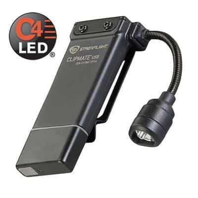 Streamlight Clipmate USB rechargeable clip-on light with white and red LEDs