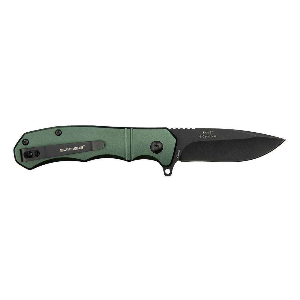 Sarge Knives Command Army Green Turbo Lock Folder with black-coated blade