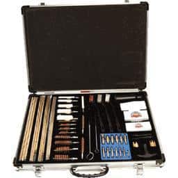 63-piece universal firearm cleaning kit with accessories in an aluminum case