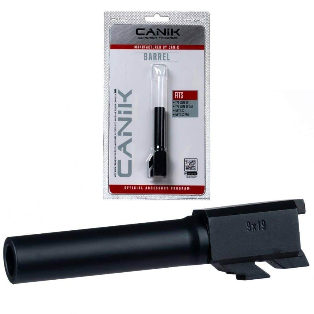 Century Arms Canik black steel drop-in barrel for select 9mm sub-compact pistols