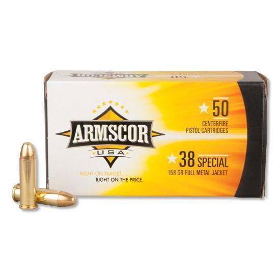 Armscor .38 Special 158 grain FMJ handgun ammunition, 50-round box