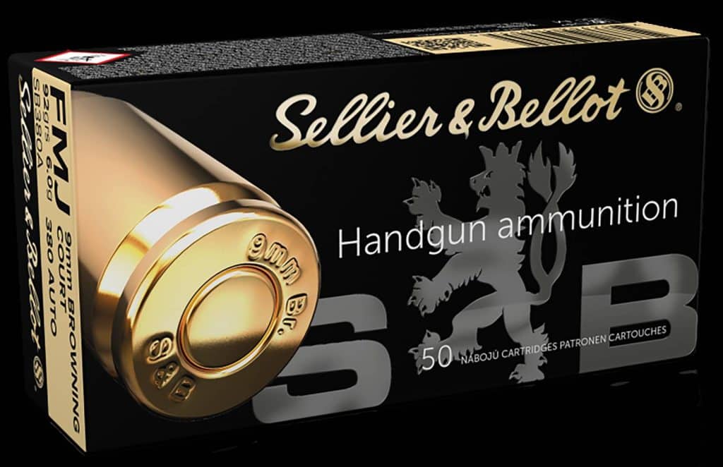 Sellier & Bellot SB380A .380 ACP 92 grain FMJ ammunition, 50 rounds