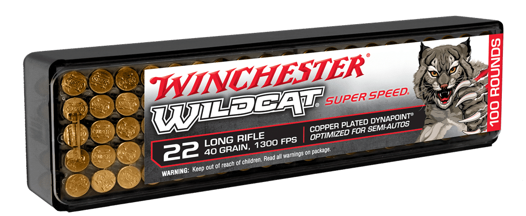 Winchester Wildcat .22 LR 40 grain 100-round rimfire ammunition box