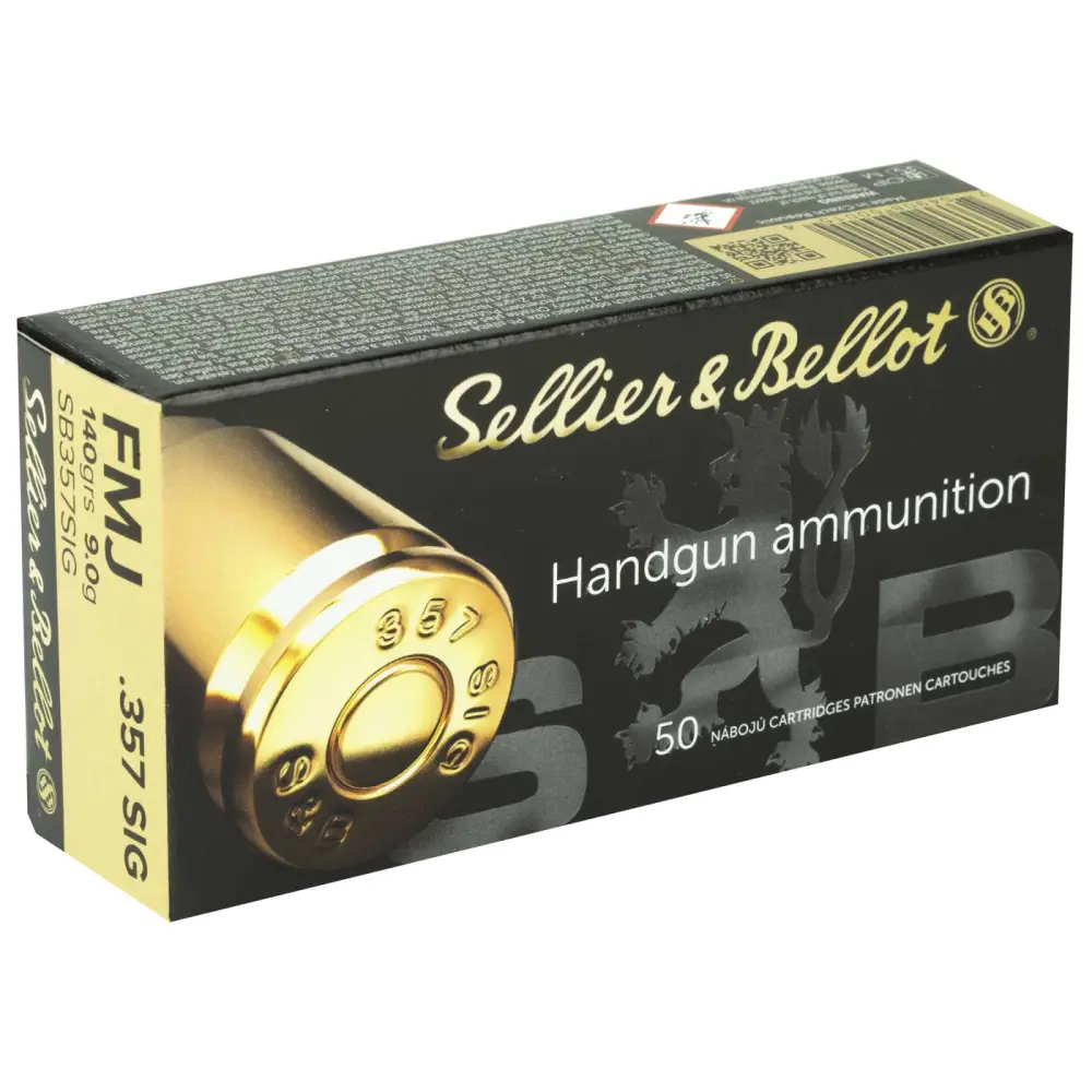 Sellier & Bellot .357 SIG 140-grain FMJ handgun ammunition, 50-round box