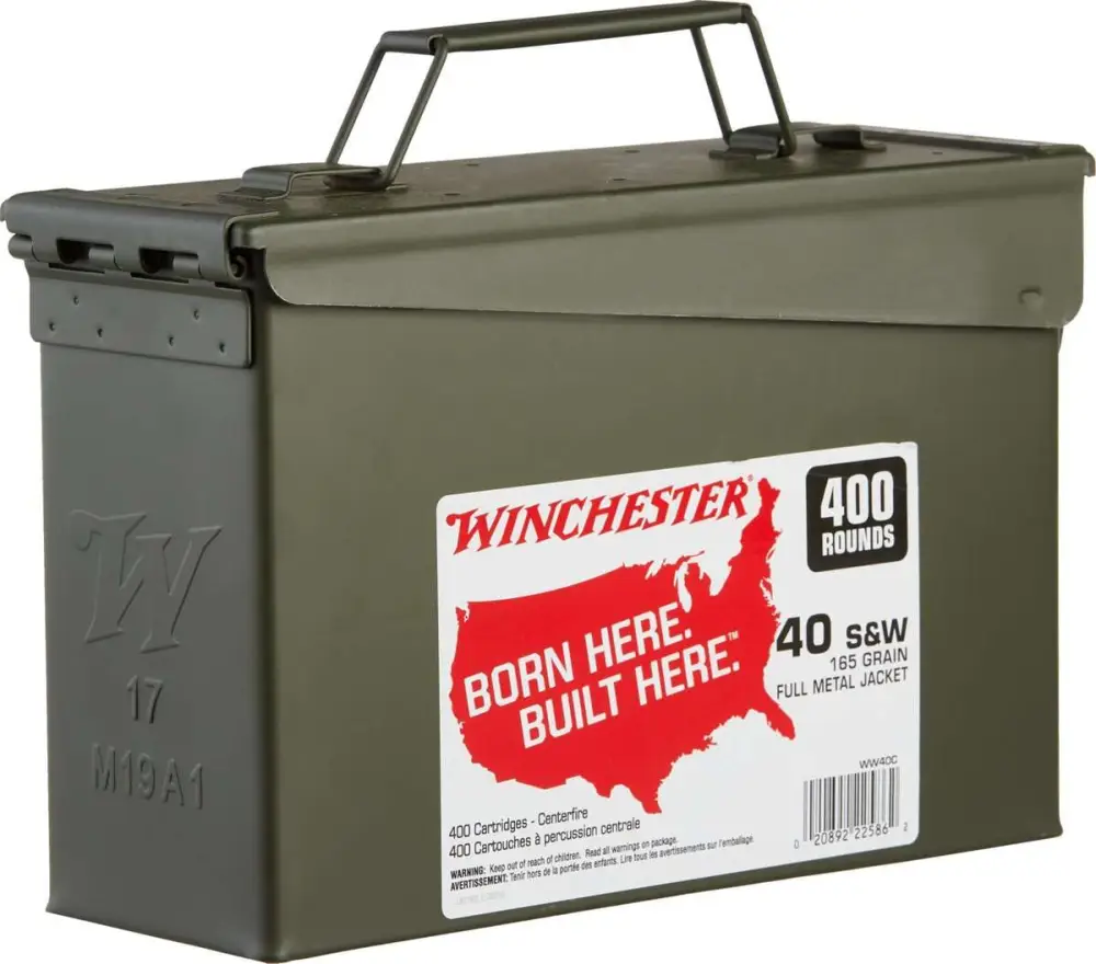 Winchester WW40C .40 S&W 165 grain FMJ truncated-cone ammunition can