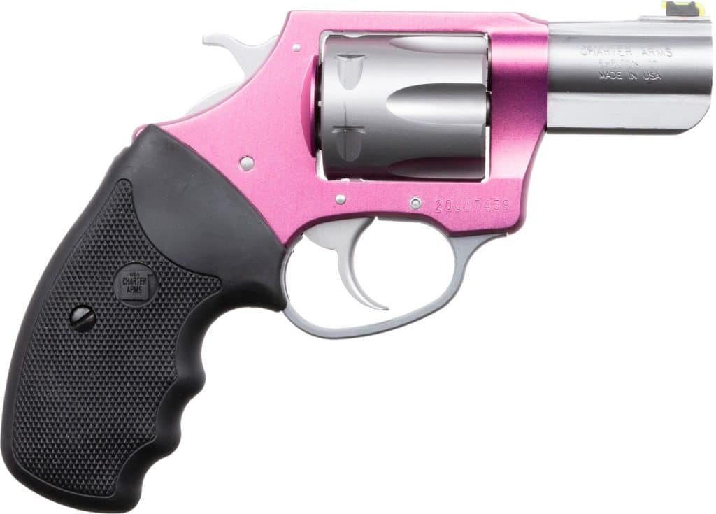 Charter Arms Rosie .38 Special revolver with 2.2-inch barrel and pink stainless finish