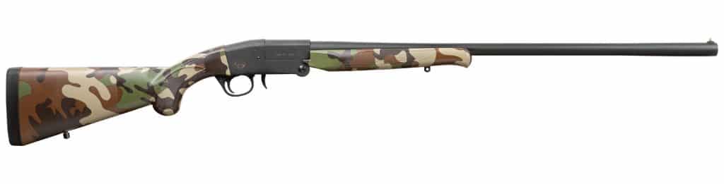Charles Daly 101 compact 20 gauge single-shot shotgun with 26-inch barrel and Woodland Camo stock