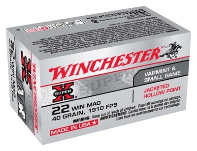 Winchester Super-X .22 WMR 40 grain JHP rimfire ammunition 50 rounds