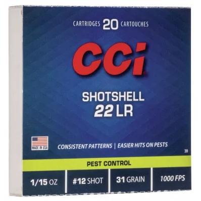 CCI .22 LR rimfire shotshell ammunition 31 gr #12 shot