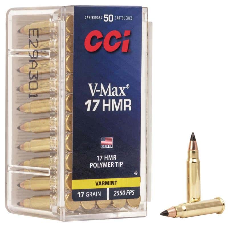 CCI .17 HMR 17 grain V-Max rimfire ammunition case