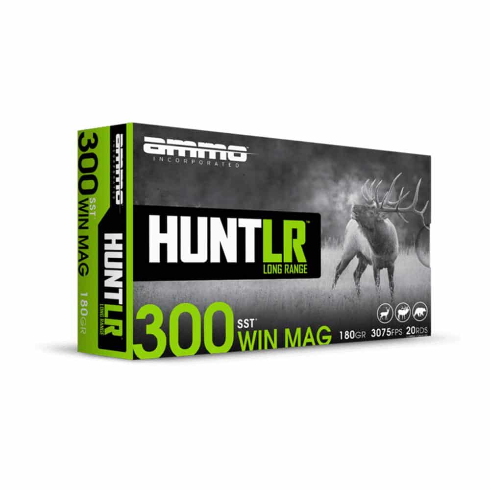 Ammo Inc .300 Win Mag rifle ammunition box with 20 rounds
