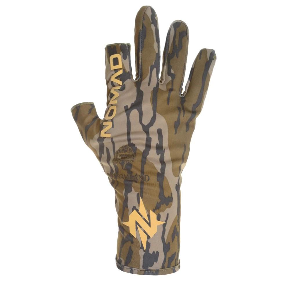 Nomad Fingerless Turkey Glove in Mossy Oak Bottomland, medium/large