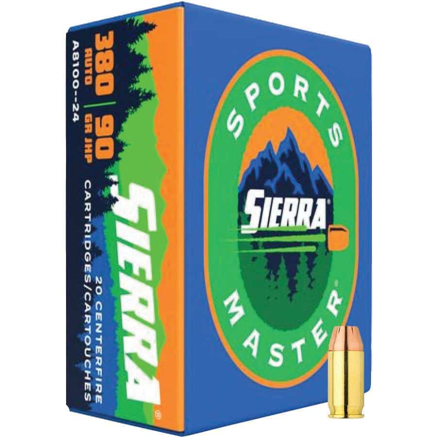Sierra Sports Master .380 Auto 90 gr JHP handgun ammunition, 20 rounds