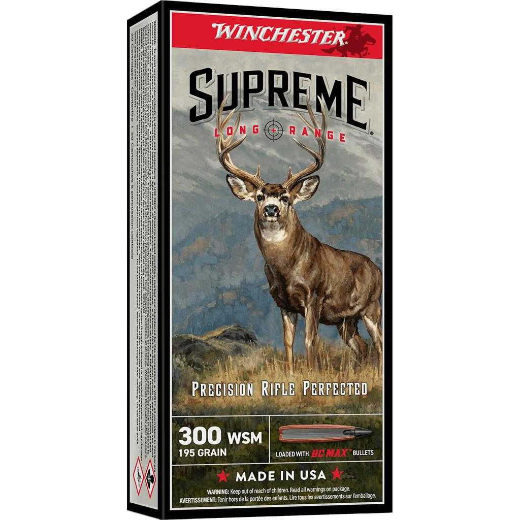 Winchester Supreme Long Range .300 WSM 195 grain BC MAX ammunition box