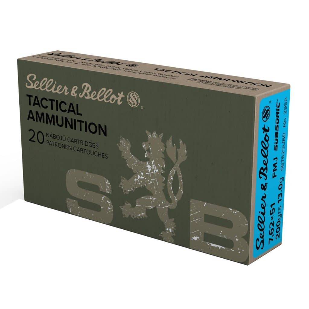 Sellier & Bellot 7.62x51 200-grain FMJ subsonic ammunition, 20-round box