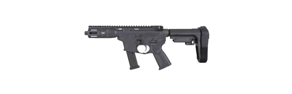 LWRC IC-9 9mm black pistol with SBA3 brace and M-LOK handguard