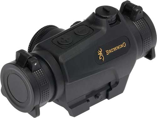 Browning red dot sight with low Picatinny rail mount and flip-up covers