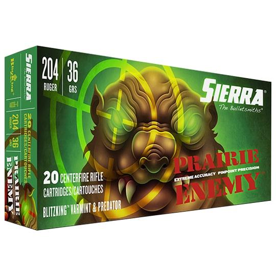 Sierra 204 Ruger 36 GR BlitzKing 20-round rifle ammunition box