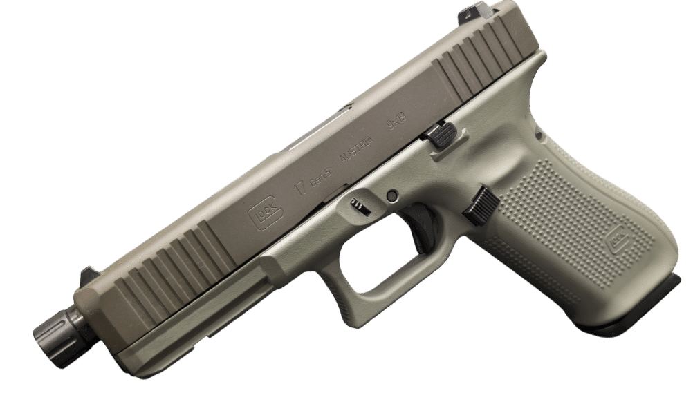 Glock 17 Gen 5 9mm two-tone ODG pistol with 4.49-inch barrel