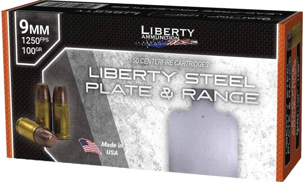 Liberty Steel Plate & Range 9mm 100-grain 50-round ammunition box