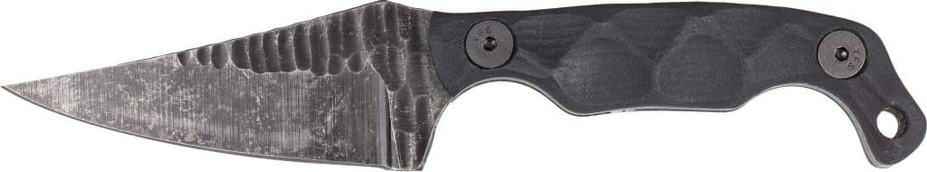 Stroup Mini 1 black fixed blade knife with plain edge and sheath