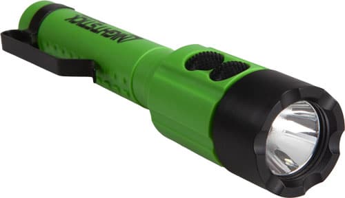 Night Stick flashlight with green laser, 2AA power, and green body
