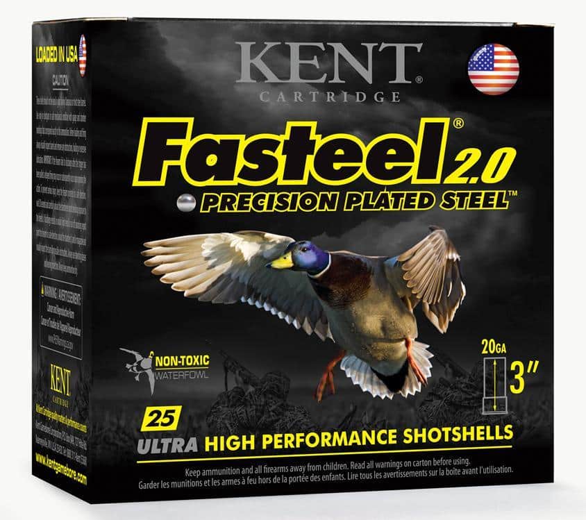 Kent Fasteel 2.0 20 Gauge 3-inch #4 steel shotshells, 25 rounds