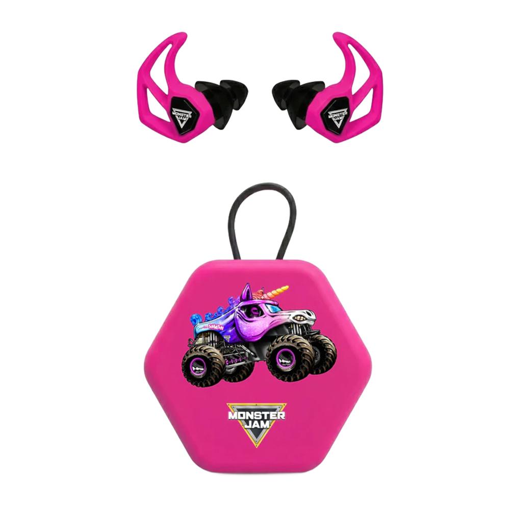 AXIL Monster Jam X30i ear plugs in Sparkle Smash Pink
