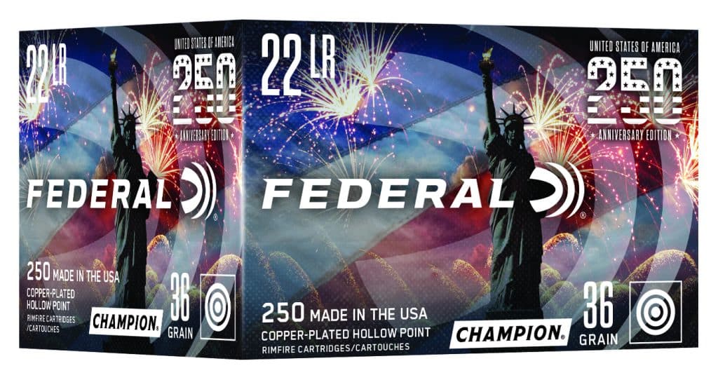 Federal Champion .22 LR 36-grain copper-plated hollow point ammunition, 250 rounds