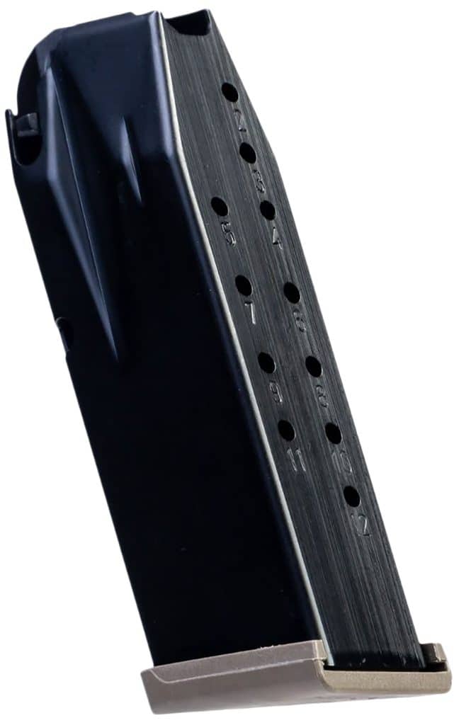 Canik METE MC9 12-round 9mm magazine with finger rest baseplate in Flat Dark Earth