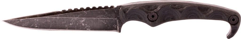 Stroup MK2 4-inch black fixed blade knife with plain edge and sheath