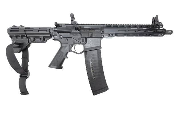 American Tactical 5.56 AR pistol with M-LOK rail and flip-up sights