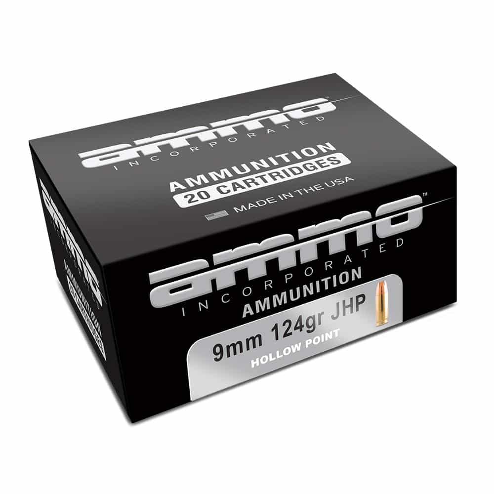 Ammo Inc Signature Defense 9mm Luger 124 grain JHP 20-round ammunition box